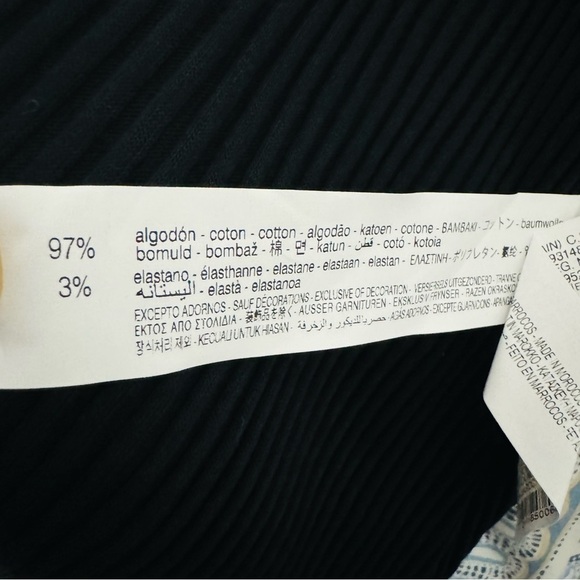 Zara Women Black Combination Turtleneck Long Sleeves Rib Tonal Appliqué Top Sz L - Picture 17 of 17